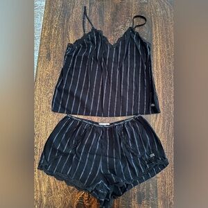 Victorias Secret Love black pinstripe pajama set